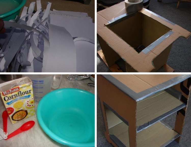 Kreative Möbel selber bauen -pappmaschee-pappe-klebeband-meisstaerke-papier-diy