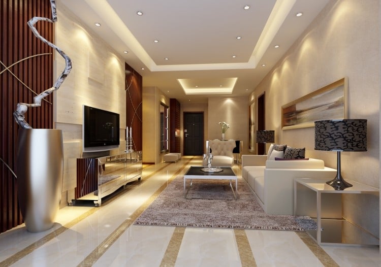 Marmorboden zu Hause -wohnzimmer-weiss-beige-braun-couch-weiss-glanz-verspiegelt-oberflaeche-luxus-