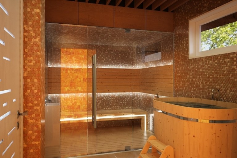moderne-Wohnideen-Badezimmer-Gestaltung-Mosaikfliesen-Badefass