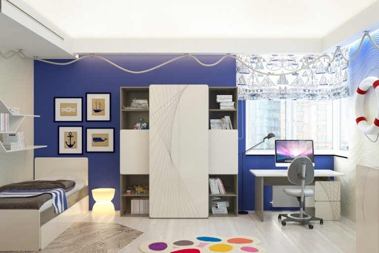 moderne-Wohnideen-Kinderzimmer-blaue-Wand-Gestaltung