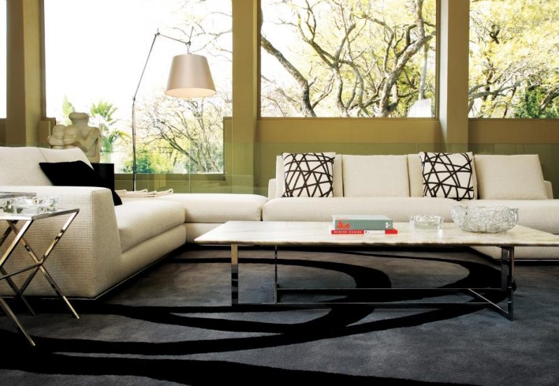 moderne-Wohnzimmer-Bilder-Ideen-Teppichboden-grau-Muster