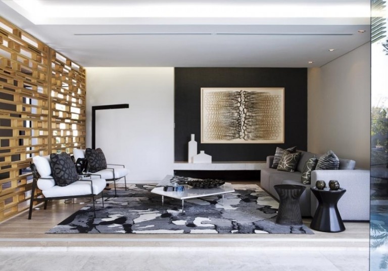 moderne Wohnzimmer Bilder-Ideen-graue-Wand-Polstermoebel