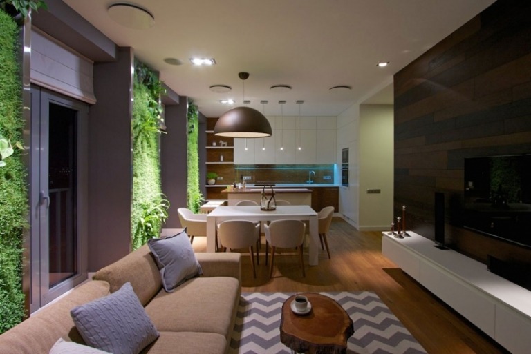 moderne-Wohnzimmer-Bilder-Ideen-gruene-bepflanzte-Wand