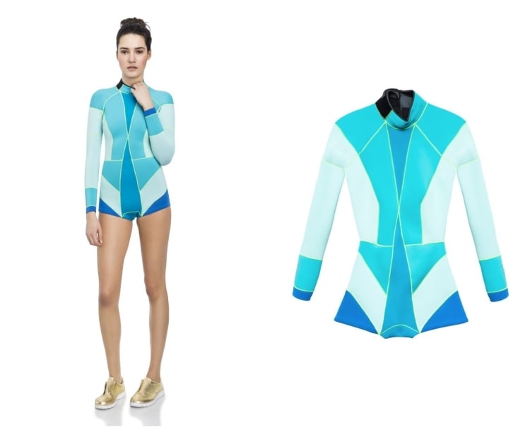 Neoprenanzug für Damen -shorty-colorblocking-blautoene
