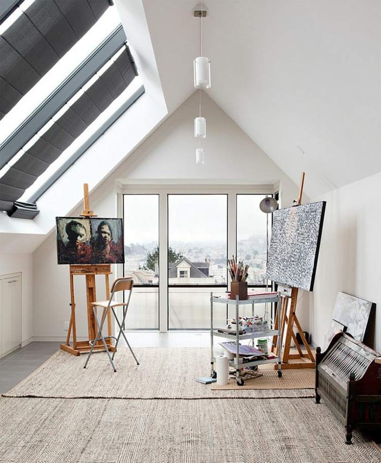 office dachfenster home design atelier dachboden jalousien schwarz