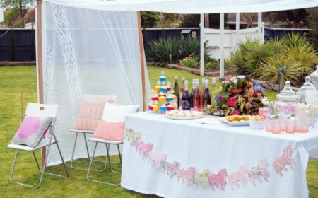 party deko ideen outdoor garten gestaltung desserttisch baldachin romantik