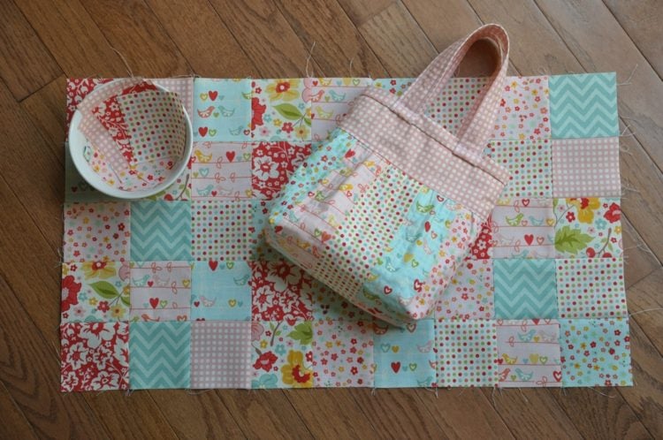 patchwork leicht gemacht textil material decke tasche picknick idee