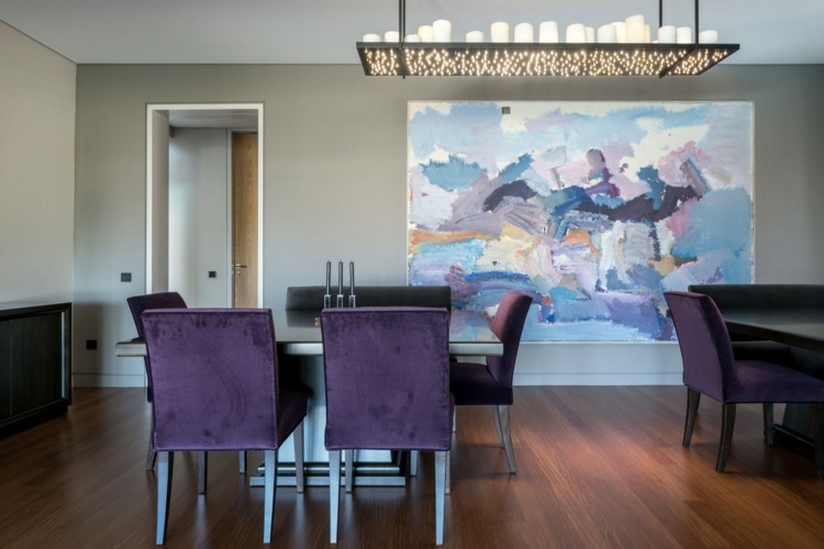 schwarz graeum wohnzimmer wohnung parkett esstisch edel design purpur