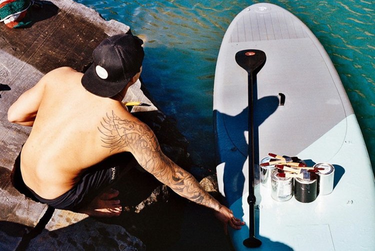 wasser wandbilder farben transport surfboard idee originell new york kunst