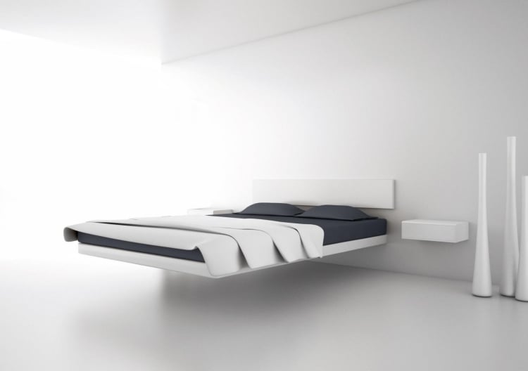 Weiße Schlafzimmermöbel -stil-gestaltung-minimalistisch-heengebett-grau-modern-schlicht.