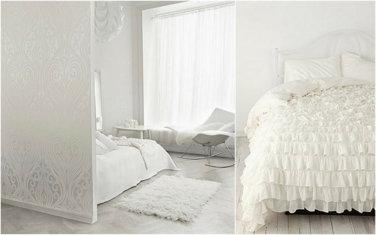 weiße-schlafzimmermoebel-stil-gestaltung-skandinavisch-spitze-decke-fenster-gardine-trennwand