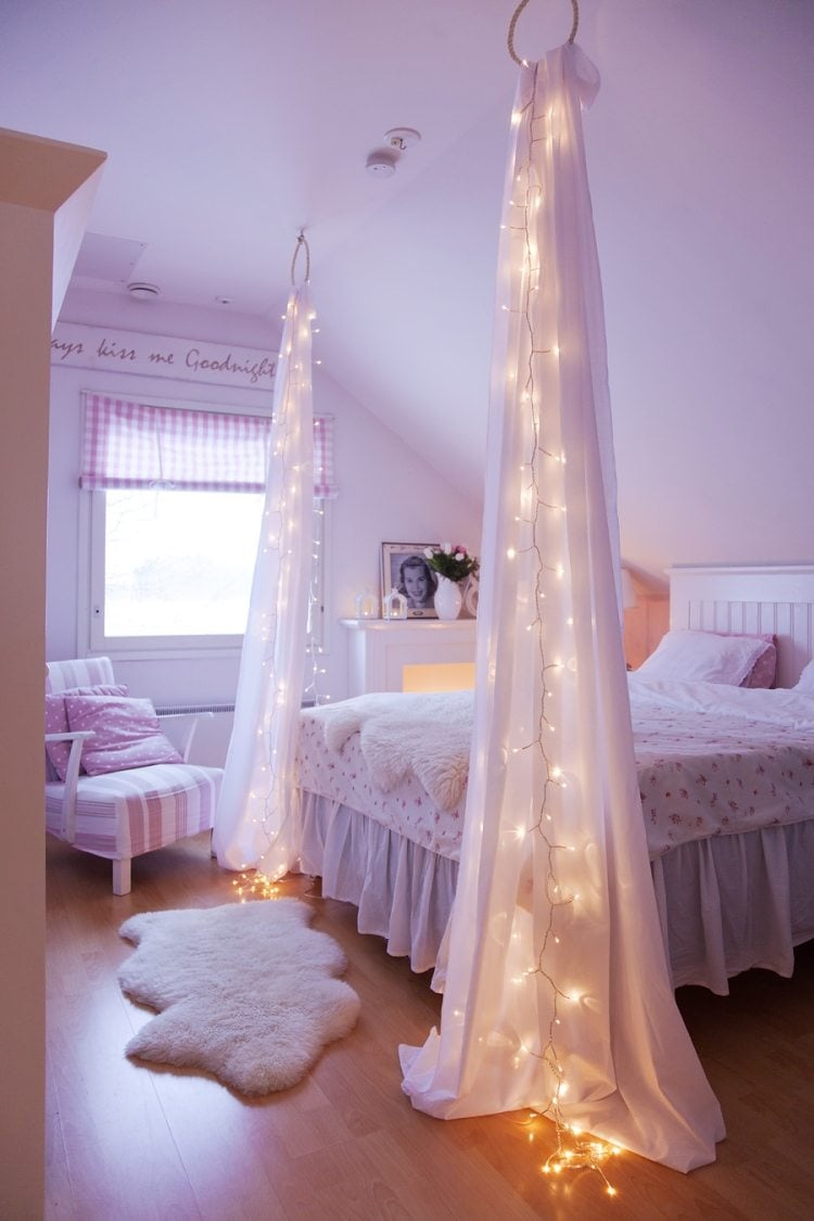 wohnung-ideen-selbst-gemacht-schlafzimmer-himmelbett-lichterketten