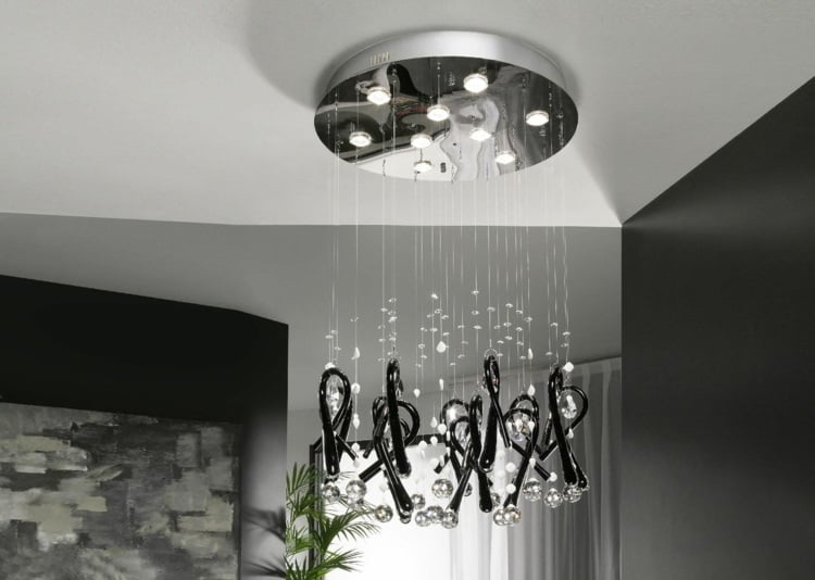 wohnzimmerlampen ideen deckenleuchte glas kristall modern design pflanze
