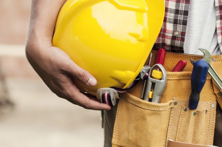 Arbeitsschutz-Sicherheit-Werkzeuge-Werkzeugtasche-Schutzhelm