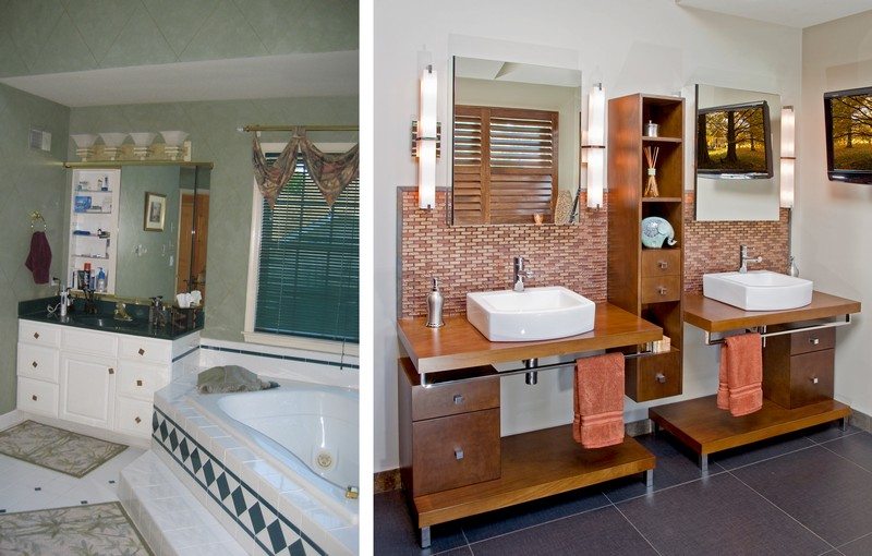 Badezimmer-renoviren-vorher-nachher-Holz-Unterschrank