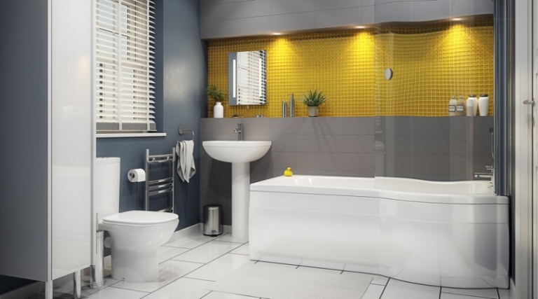 Einrichten-Grau-Gelb-Badezimmer-Farbgestaltung-Ideen