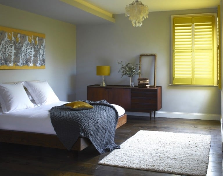 Einrichten-Grau-Gelb-Schlafzimmer-Farbgestaltung-Ideen