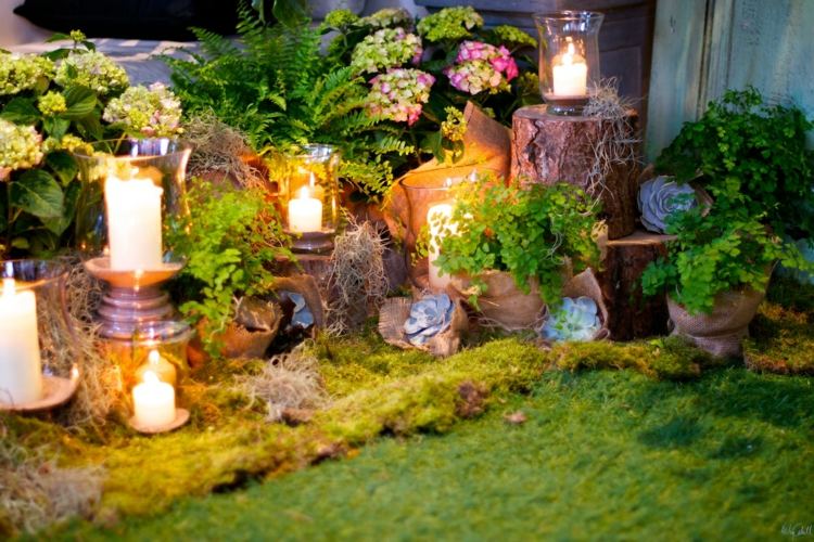Gartenparty-Deko-romantisch-Ausflug-Kerzen-Sukkulente