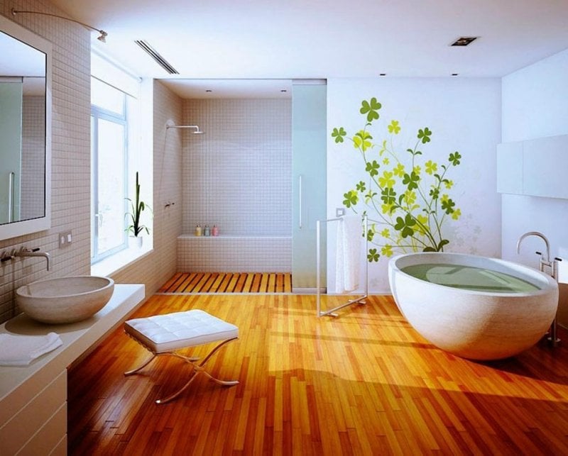 Holzboden im Badezimmer - Ambiente mit Natur-Charakter