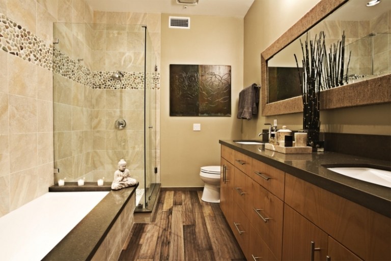 Holzboden im Badezimmer-Massivboden-Dielen-verlegen-nass-Versiegelung