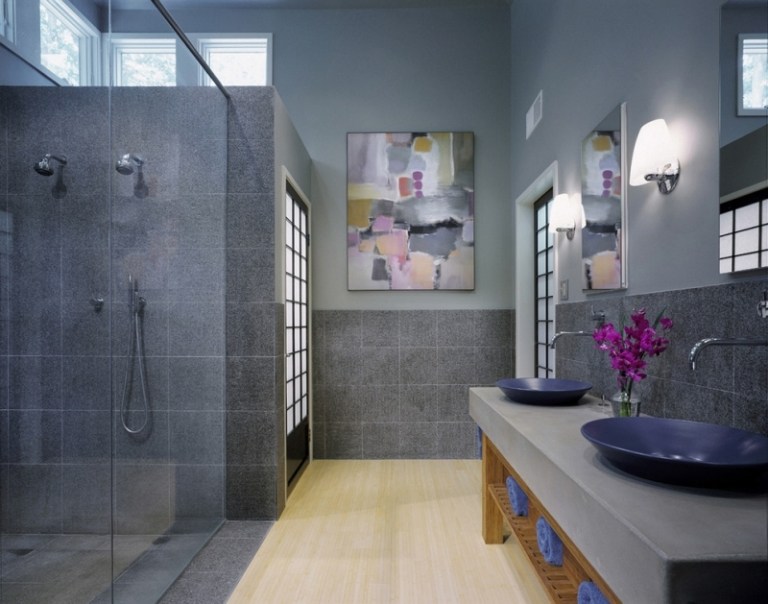 Holzboden-Badezimmer-modern-Granitfliesen-Wandgestaltung-Nassbereich-Einsatz