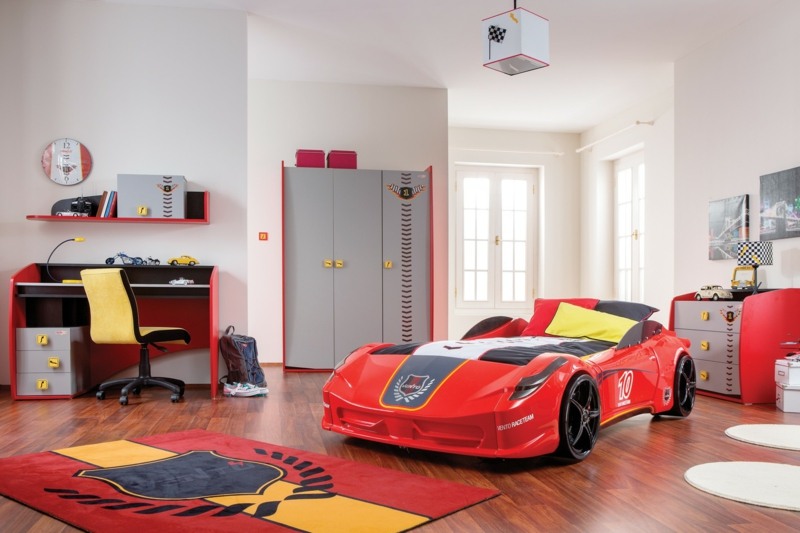 Kinderbett-Babyzimmer-Auto-Jungen-Ferrari