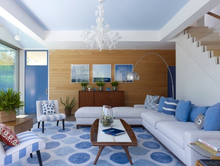 Moderne Wandbilder Wohnzimmer-blau-Akzente