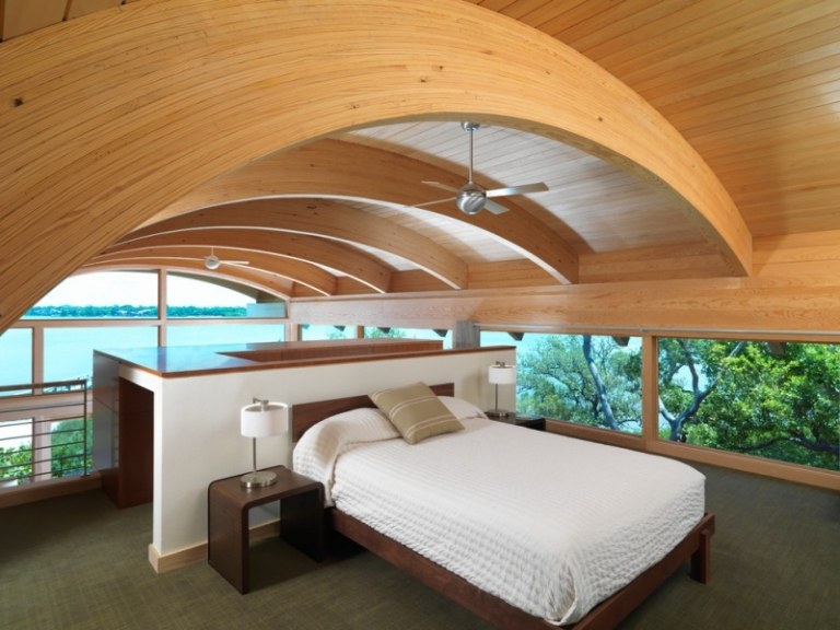 Schlafzimmer-Dachschraege-gestalten-Doppelbett-Ideen