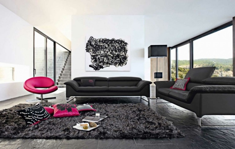 Stehlampe-Schwarz-Farben-Wohnzimmer-kombinieren-Ideen