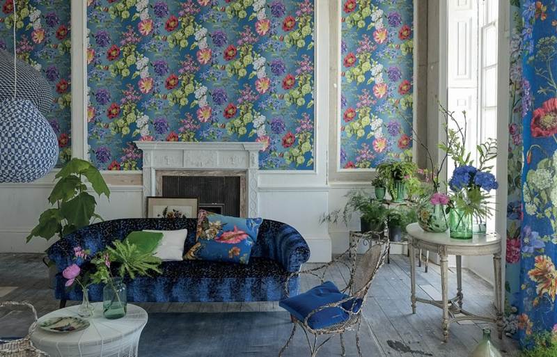Vintage-Stil-Moebel-Sofa-Stuhl-Kaffeetisch-Blumenmuster-Textilien
