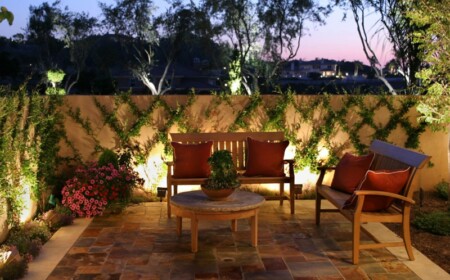 beleuchtung garten kletterpflanze gitter sitzbereich sofa tisch