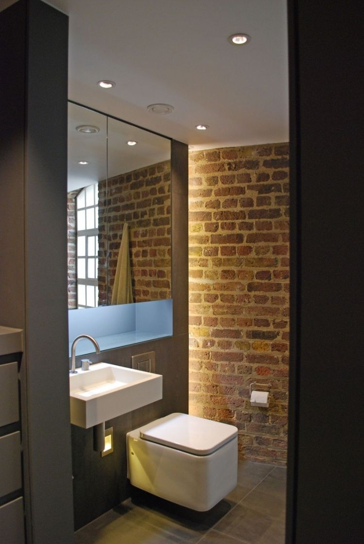 beste-farbe-badezimmer-braun-ziegelwand-klo-indirekte-beleuchtung-spiegel-waschbecken