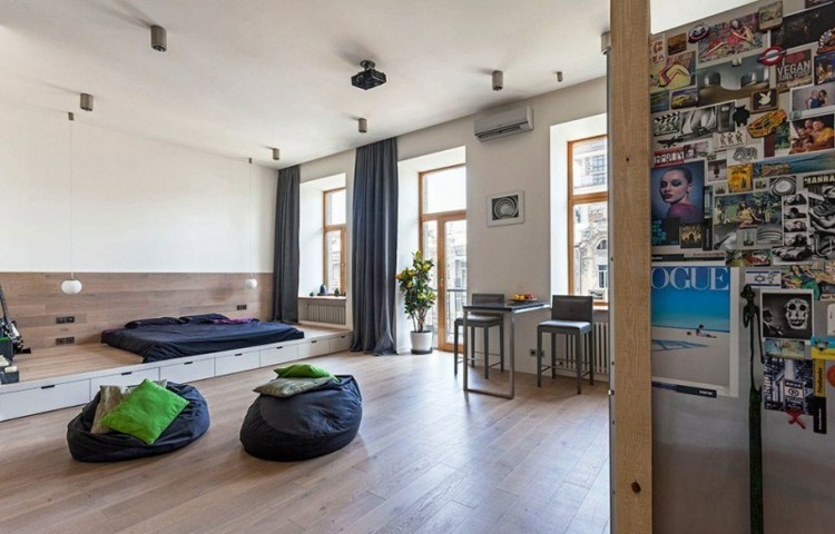 einrichten 1 zimmer wohnung kiev apartment design sitzsack schlafbereich
