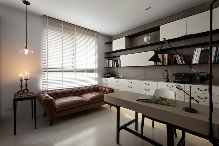 einrichtung mit minimalistisch asiatischem design leder sofa buero wohnwand