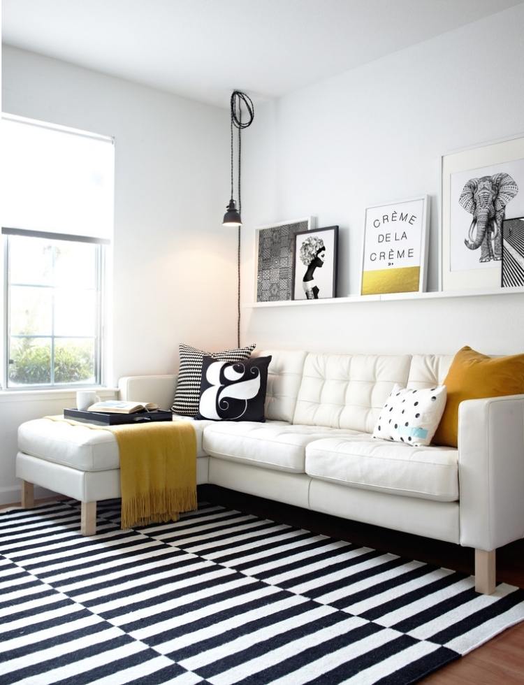 Ikea Einrichtungsideen wohnzimmer-sofa-karlstad-weiss-teppich-stockholm