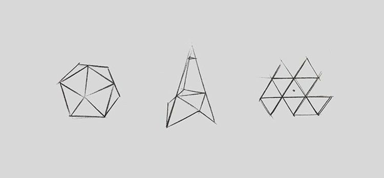 lampe geometrischem design idee skizze dreieck form