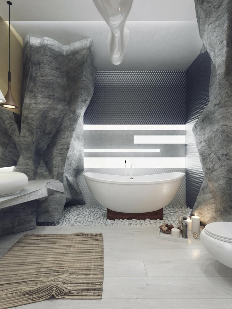 luxus badezimmer felsen design idee originell badewanne
