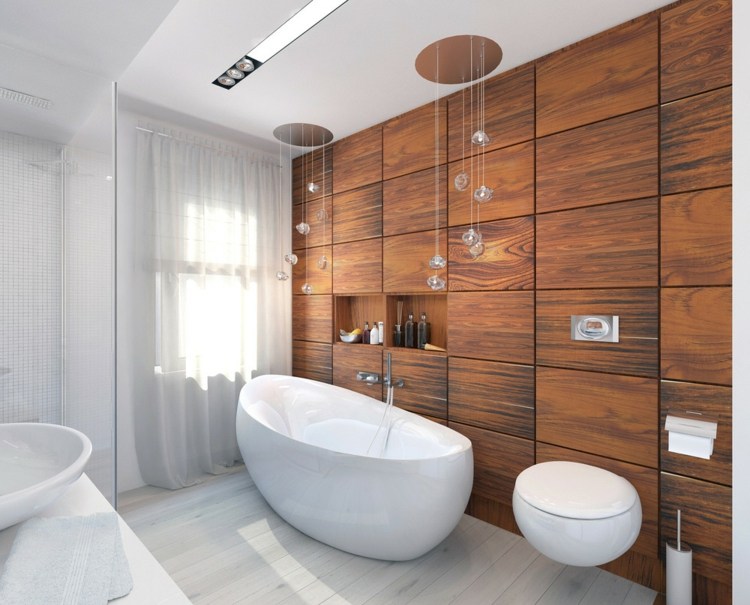 luxus badezimmer kirschholz wandverkleidung idee weiss einrichtung