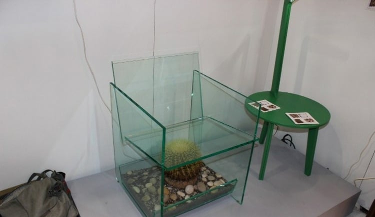 moebel terrarium kaktus steine beistelltisch stuhl glas