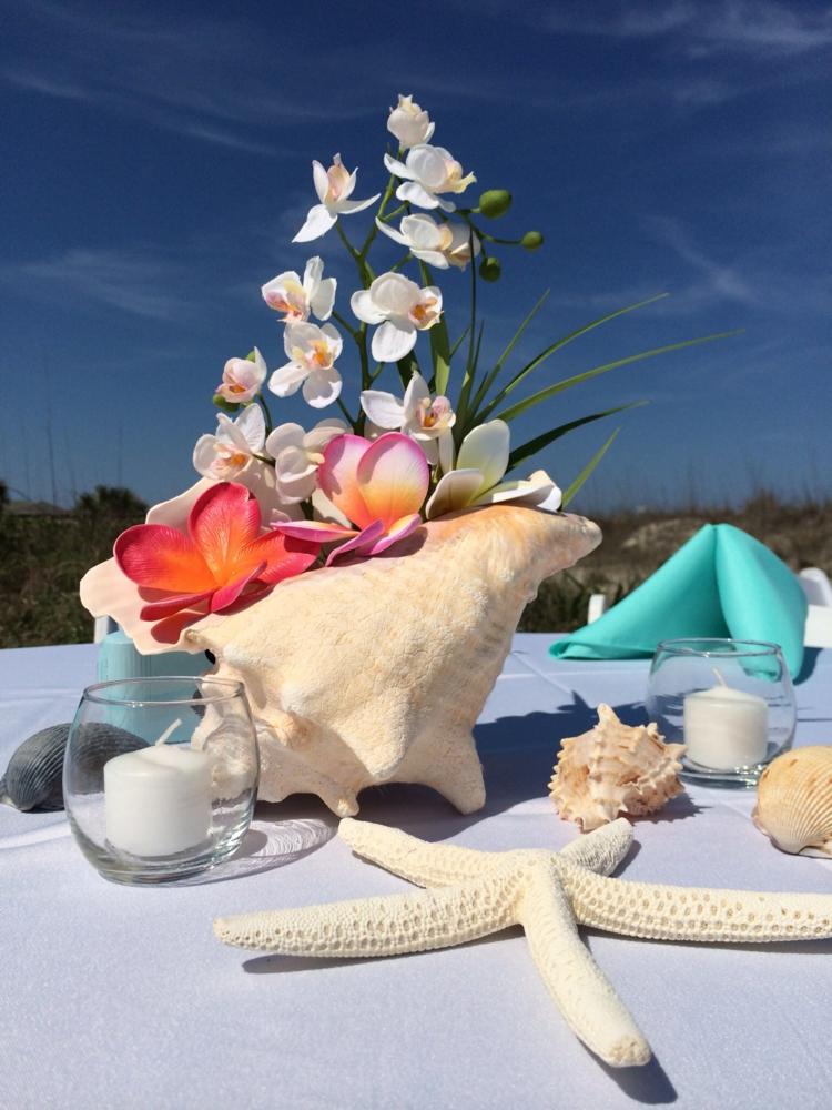 orchideen deko arrangements beach stil seestern muschel vase kerzenhalter
