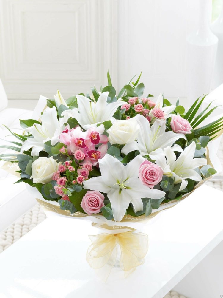 orchideen deko arrangements schale elegant lilien rosen