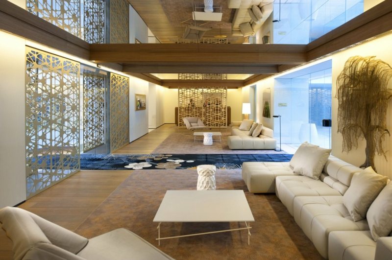 orientalische möbel trennwand gitter design weiss couch laeufer