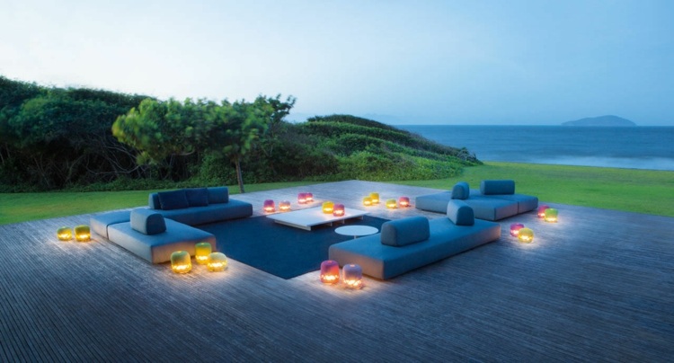 outdoor loungemöbel agadir sofa blau beleuchtung