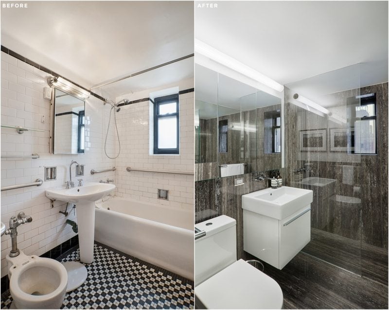 renovieren-ideen-bad-modern-dusche-glas-trennwand-waschtisch-wand-montiert-fliesen-holzopzik