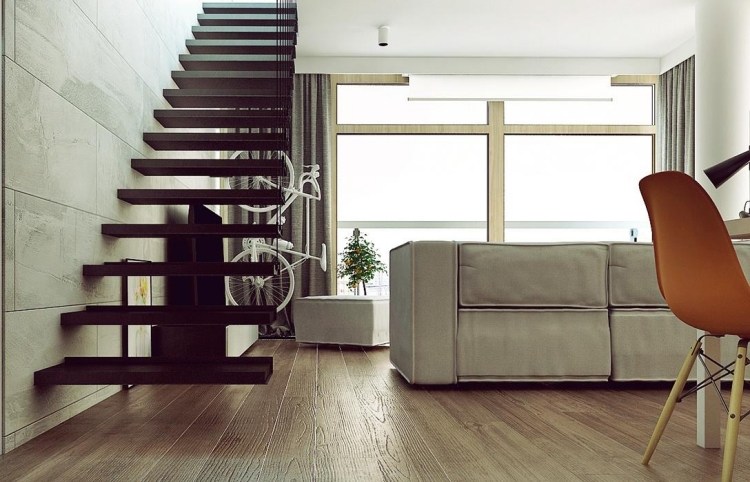 schwebende-treppen-schwarz-wohnzimmer-modern-fussboden-holzoptik-couch-fencter