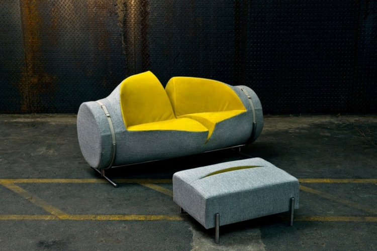 sofa in grau und gelb hocker schlitz moebel design