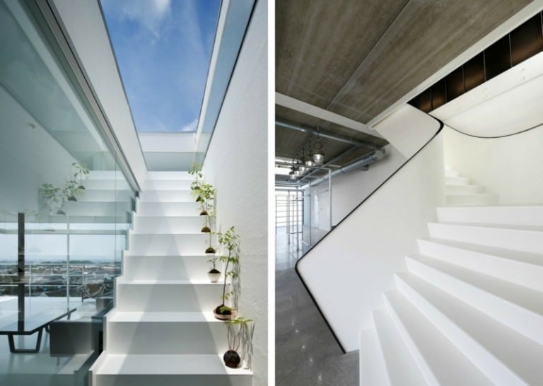 treppe in minimalistischem stil weiss wohnungen einrichtung idee