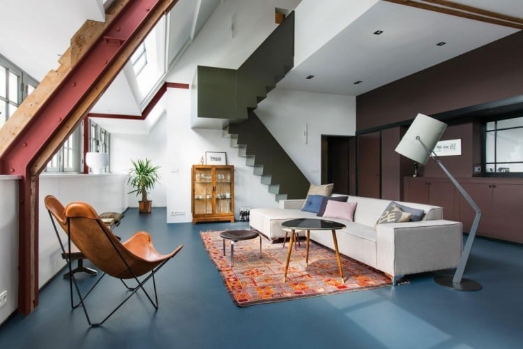 Vintage Deko -moebel-wohnzimmer-designklassiker-stehlampe-teppich-loft