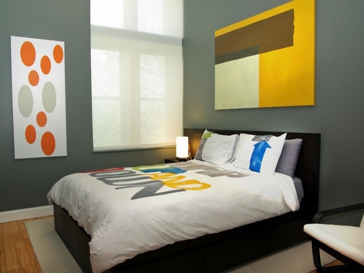 wandfarbe-grau-kombinationen-gelb-farbe-schlafzimmer-bunt-frisch-bilder