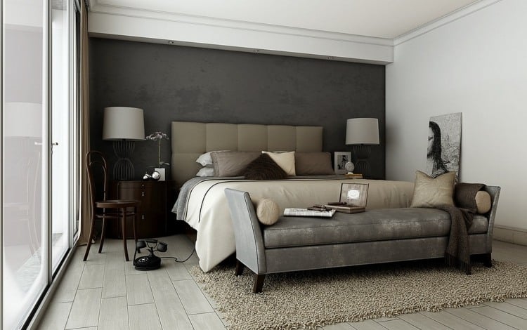 wandfarbe-grau-kombinieren-deko-ideen-schlafzimmer-wintage-moebel-modern